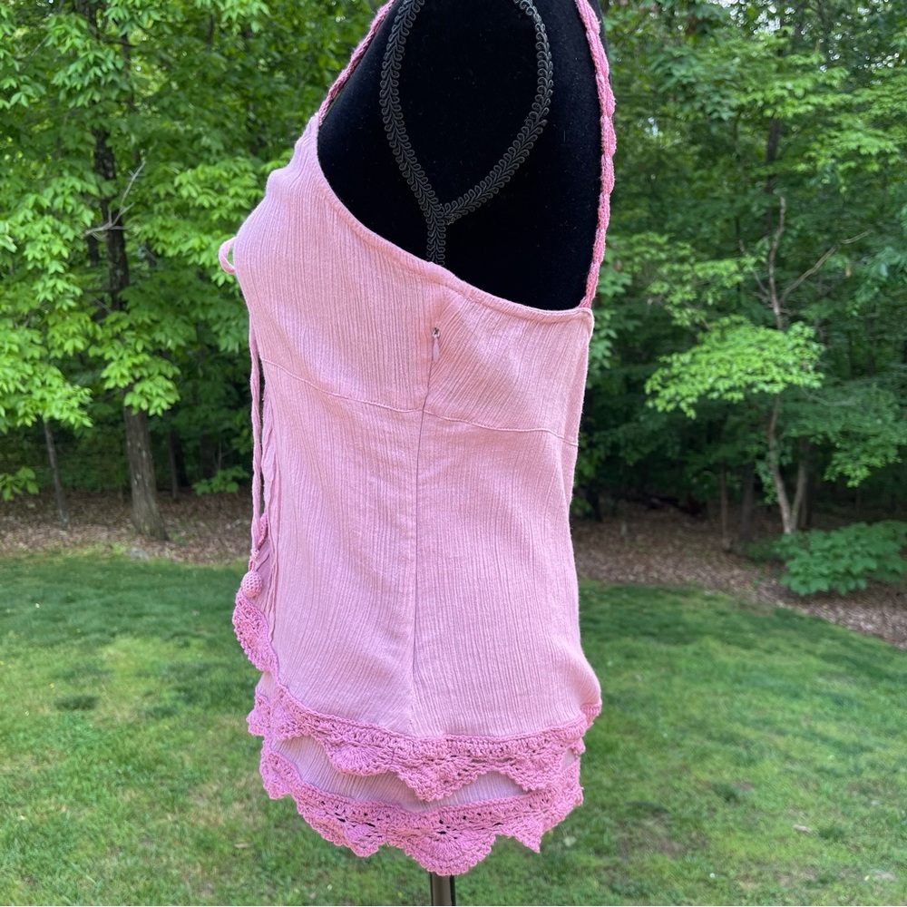 Tracy Porter Tank Top Boho Mauve/Pink Crochet Babydoll Women’s Size 6-8 EUC - Picture 6 of 15